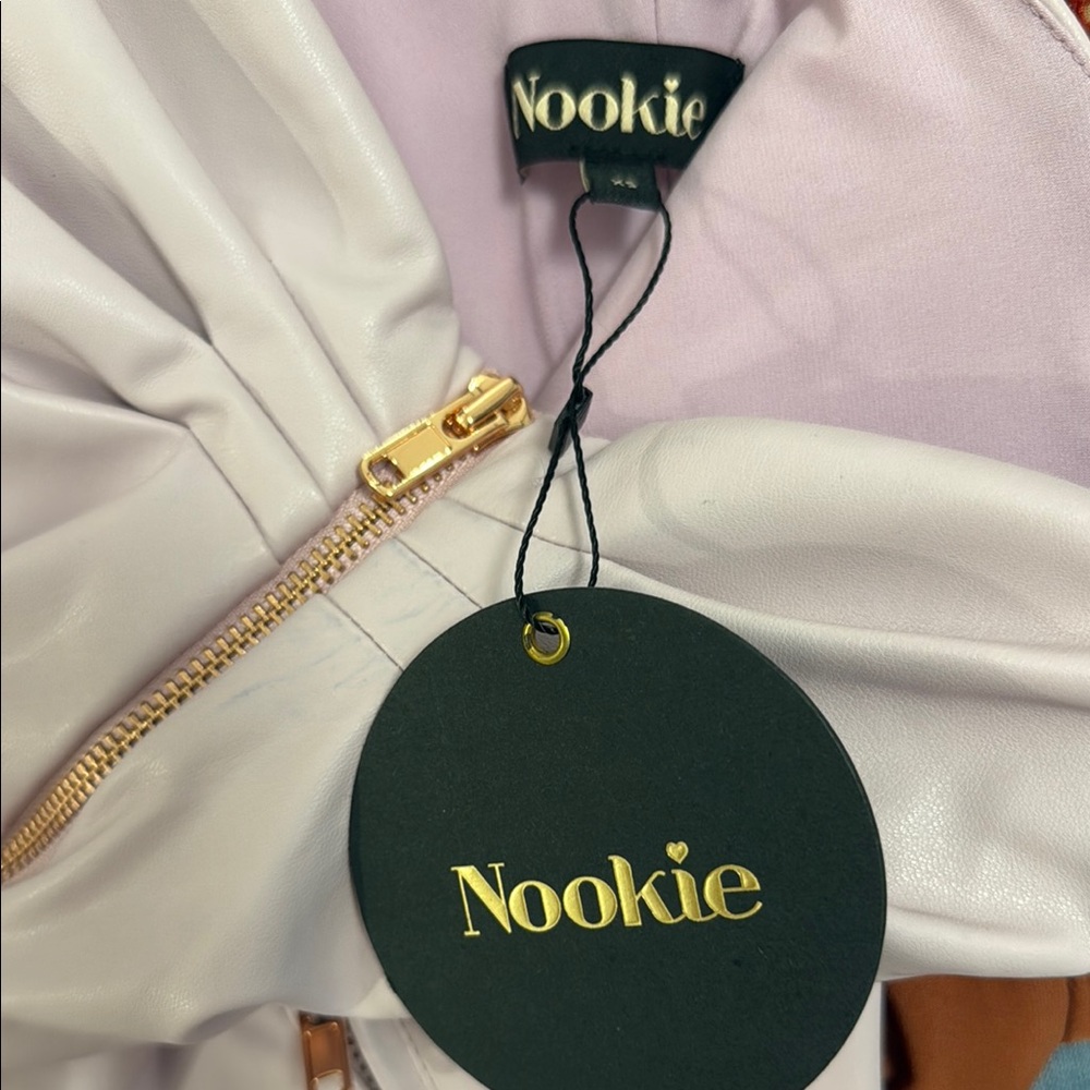 Nookie leather dress with Gold Accents